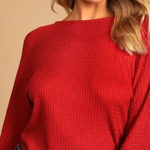 Lulus After All Rust Red Long Sleeve Boat Neck Top - Size XS